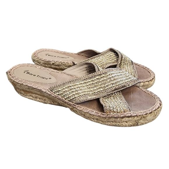 Bare Traps Tense Gold Espadrille Sandals, Size 8.5 - Picture 1 of 7